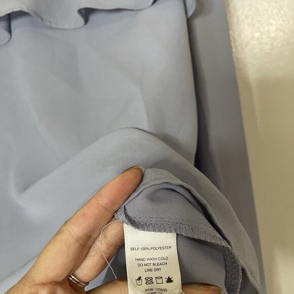 Rebecca Taylor Blue long sleeve ruffle trim flounce blouse top size 6 - Picture 4 of 5